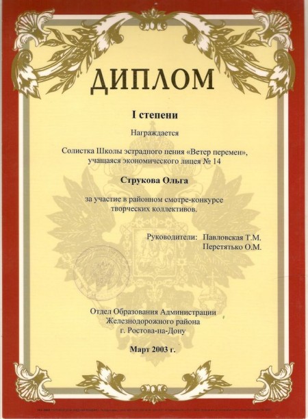 Ольга СтруковаОльга Струкова Диплом конкурса творческих коллективов Ольга СтруковаОльга Струкова Диплом конкурса творческих коллективов